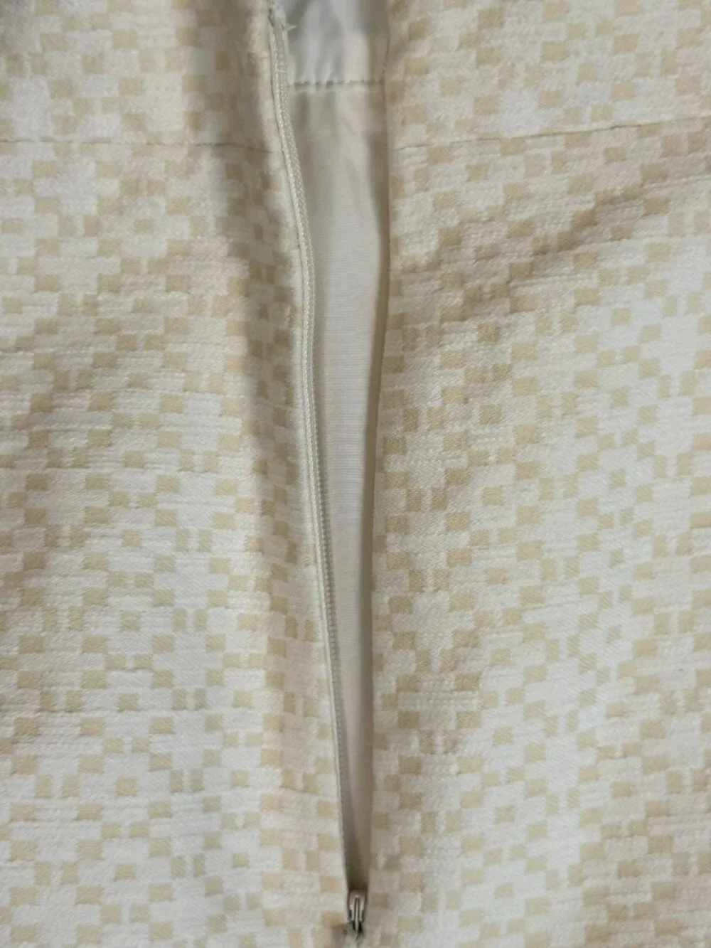 J.Crew Yellow Cream Geometric Jacquard Pencil Skirt Size 12 Lined Workwear